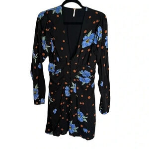 Free People Date Night Mini Dress Floral Polka Dot Size Medium